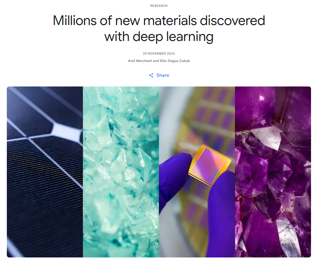 구글 딥마인드, 구글놈(GNoME)으로 찾은 220만개의 신소재