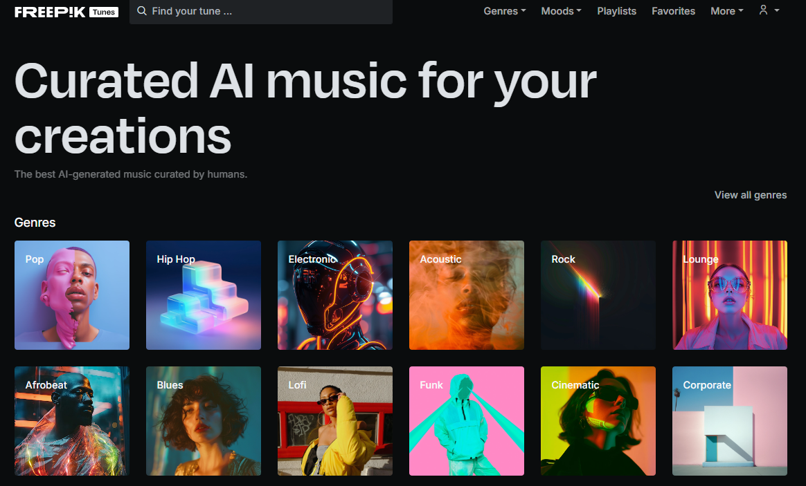 AI 음악 무료로 상업적 이용도 가능! 프리픽 튠즈(Freepik Tunes)